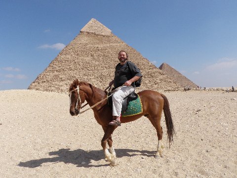 Awesome Bloke on Horse in front of Khafres Pyramid Awesome Bloke on Horse in front of Khafres Pyramid