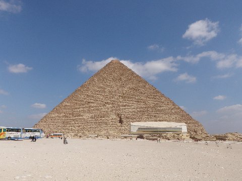 Cheops Pyramid and box and bus Cheops Pyramid and box and bus