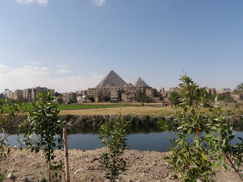 Giza Pyramids from road Giza Pyramids from road