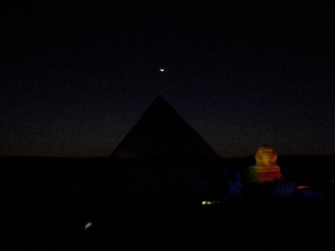 Sphinx Khafre Pyramid Moon