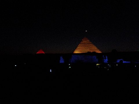 Two Pyramids Temple and Moon