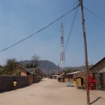 Main Street with transmission tower